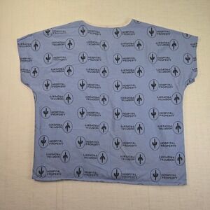 VTG Standard Textile CACTUS Scrub Top Hospital Property Blue Unisex Sz L USA 90s